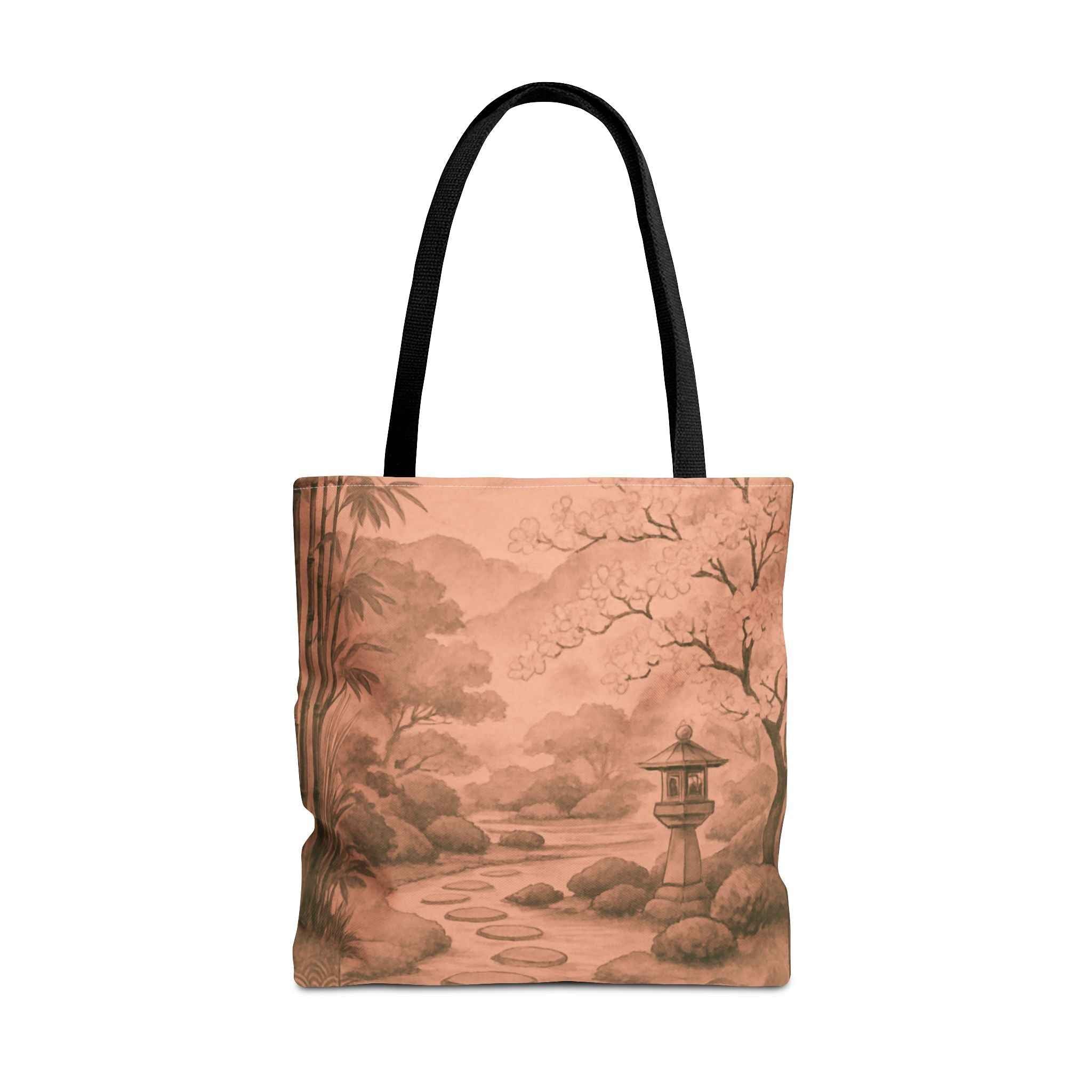 Serene Japanese Garden Tote Bag - Artistic AOP Design